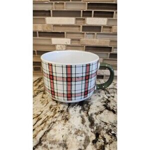 Red GREEN tartan Plaid LARGE Mug/soup Mug IQ Accessories